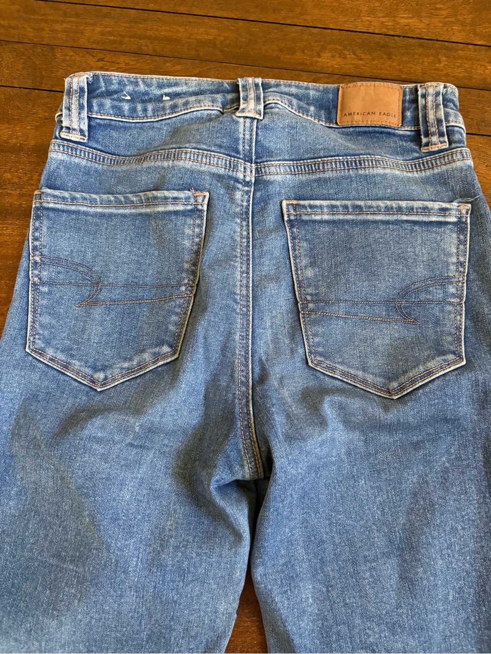 American Eagle Jeans Womens Sz 2 Blue Super Hi Rise Flare Stretch Trouser - Picture 3 of 10